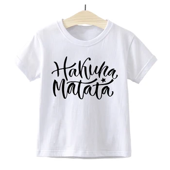 Yaz Çocuk Giysileri Gençler İçin HAKUNA MATATA Harajuku Mektup Baskı Bebek Moda Karikatür Aslan Kral T-shirt çocuk Üst