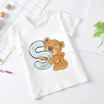 Yaz çocuk Moda Sevimli Ve İlginç Panda Mektubu Desen Baskı Basit Ve Rahat Unisex kısa kollu tişört