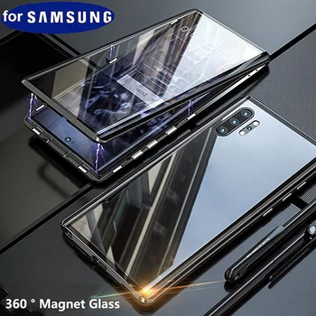Yeni 360 Korumak Manyetik Kılıf Samsung Galaxy S23 S22 Ultra S21 S20 FE S9 S10 Not 8 9 10 20 Lite Artı A72 Taraflı Cam Arka