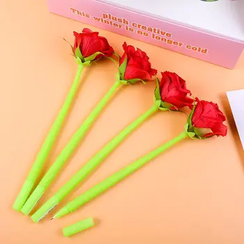 Yeni Çiçek Silikon Nötr Kalem Simülasyon Çiçek sevgililer Günü Hediyesi Kalem Jel Kalemler Okul Ofis Kırtasiye Öğrenci Kalem