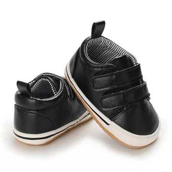 Yenidoğan Erkek Bebek PU deri ayakkabı Bebek İlk Yürüyüşe Ayakkabı Kauçuk kaymaz Toddler Bebek Ayakkabıları