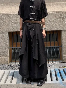Yohji Yamamoto Rüzgar Günü çekimser unisex culottes düzensiz göğüslü gevşek hımbıl geniş bacak pantolon Yohji Yamamoto Rüzgar Günü çekimser unisex culottes düzensiz göğüslü gevşek hımbıl geniş bacak pantolon 1