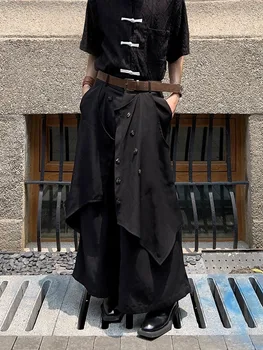 Yohji Yamamoto Rüzgar Günü çekimser unisex culottes düzensiz göğüslü gevşek hımbıl geniş bacak pantolon Yohji Yamamoto Rüzgar Günü çekimser unisex culottes düzensiz göğüslü gevşek hımbıl geniş bacak pantolon 3
