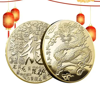 Çin Ejderha Şanslı Sikke Ejderha Yılı hatıra parası 2024 Kabartmalı Paralar İyi Şans Paraları Çin Ay Yeni Yılı